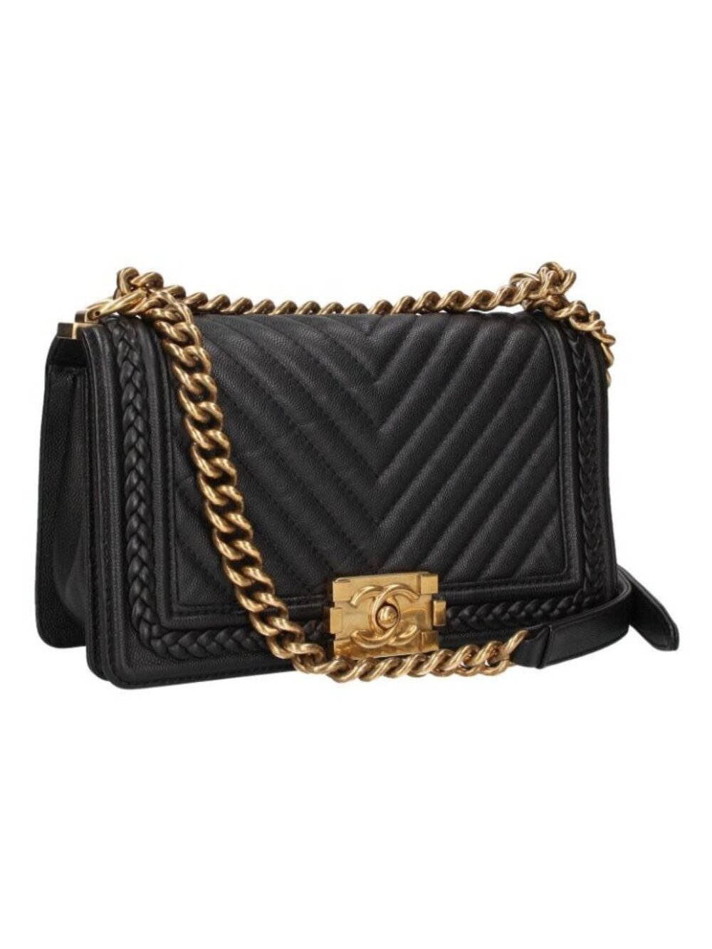 Chanel 25 Caviar Leather Chain Shoulder Bag 25